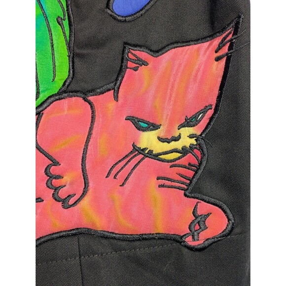 Vintage Silkscapes Cat Vest Black Silk Appliqué Whimsical Art to Wear Size S - Picture 9 of 10